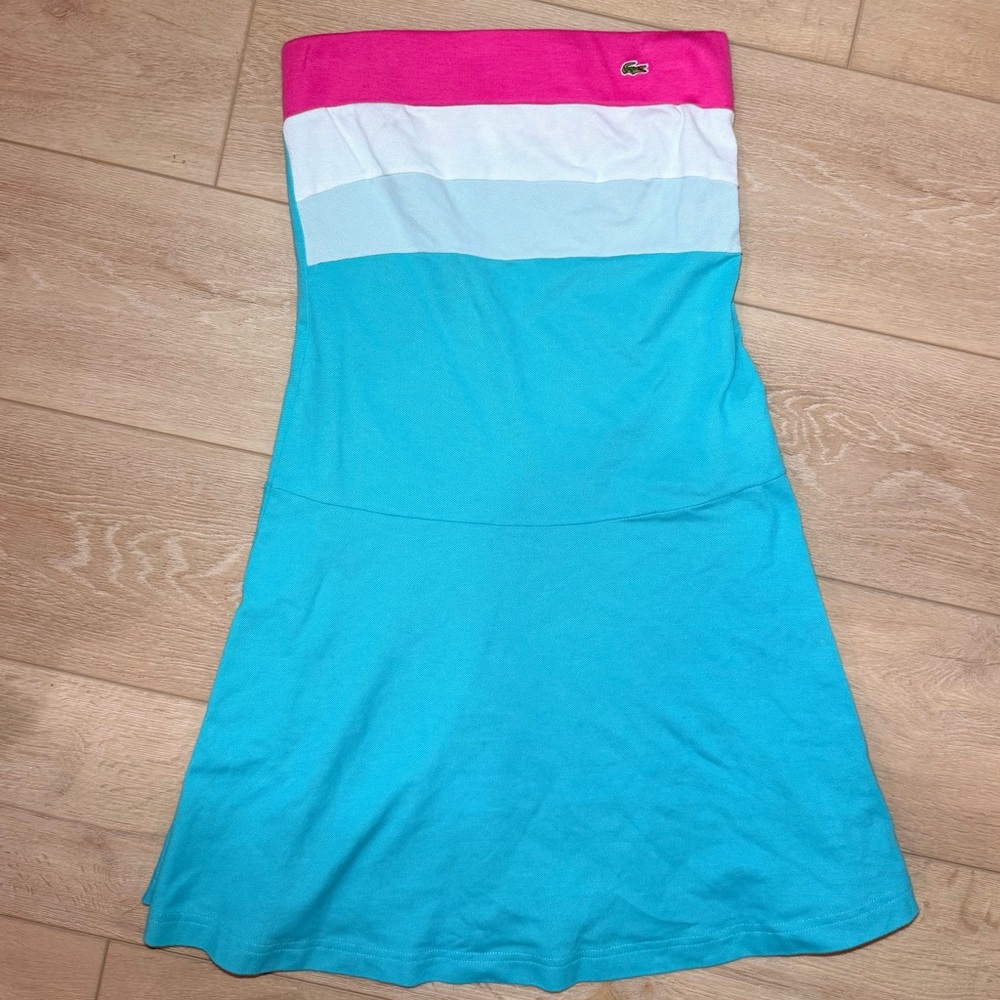 Vintage Lacoste Strapless Mini Dress Vintage Stripes - Picture 2 of 5